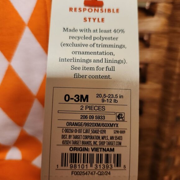 Cat & Jack Halloween Pumpkin Two Piece Outfit - Size 0-3m - NWT - Picture 4 of 4